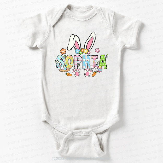 Flowers Personalized Name Easter Bodysuit For Baby