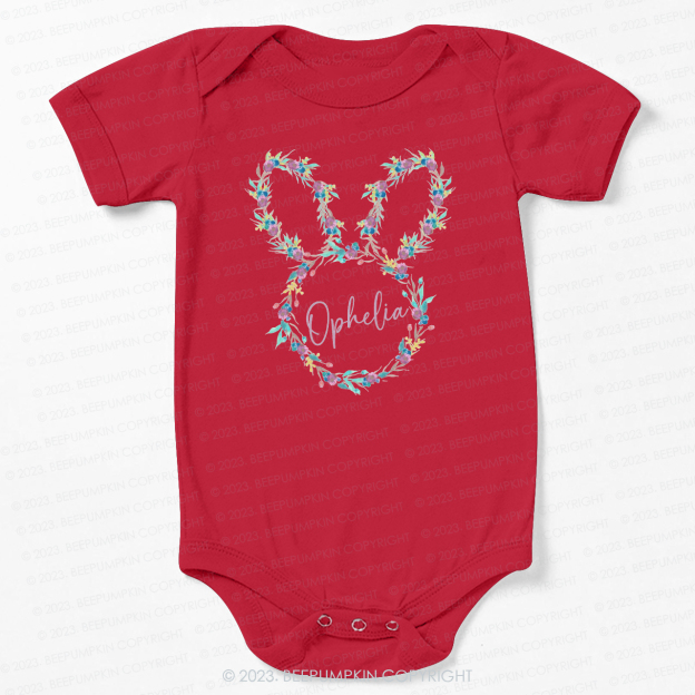 Floral Bunny Head Easter Bodysuit For Baby