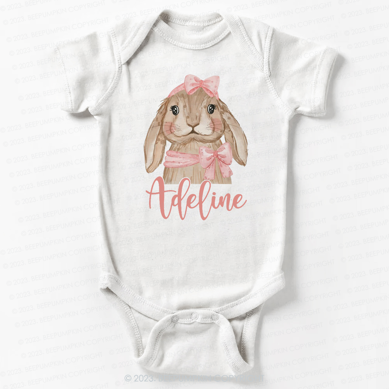 Easter Pink Bow Bunny Bodysuit For Baby
