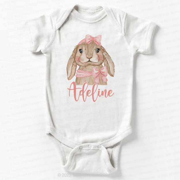 Easter Pink Bow Bunny Bodysuit For Baby