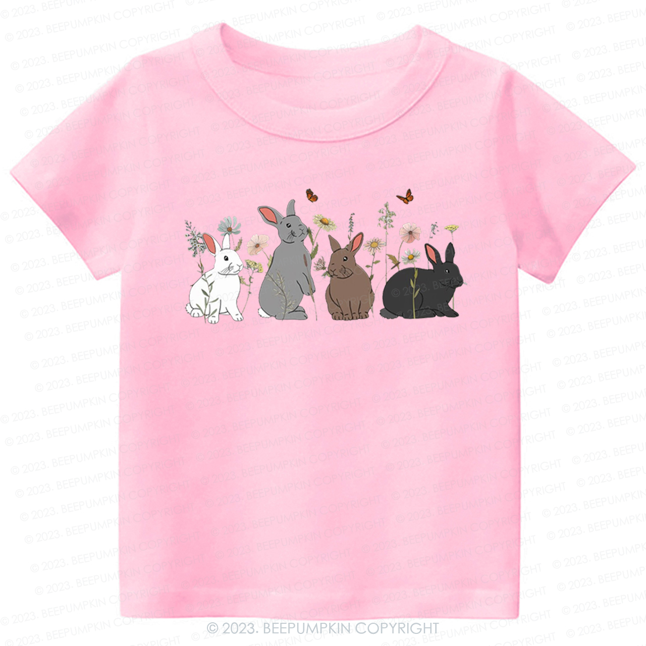 Floral Butterfly Bunny Easter -Toddler Tees