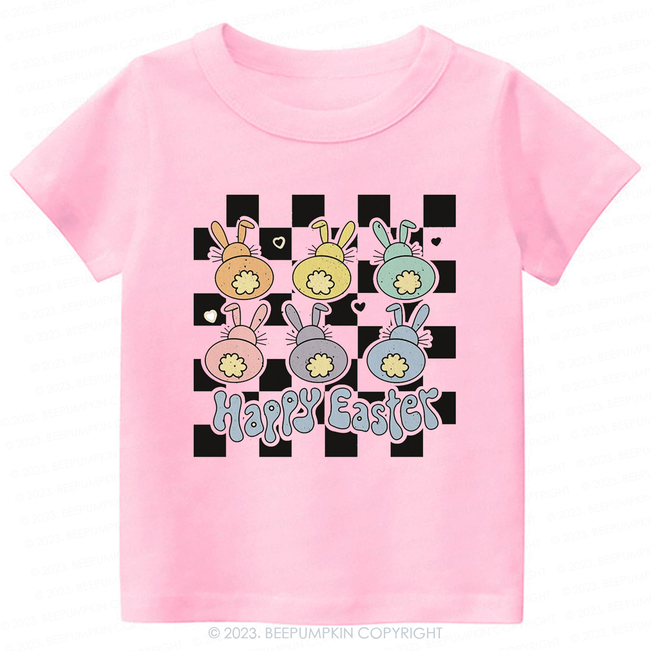 Happy Easter Checkered Bunnies-Toddler Tees