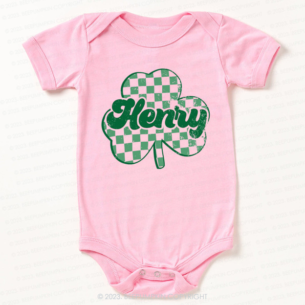 Clover Leaf with Name St.Patricks Day Bodysuit For Baby