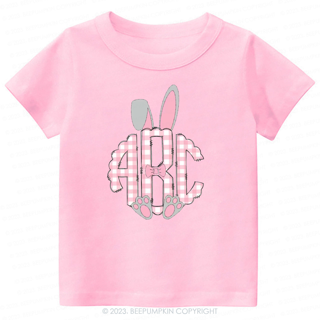 Pink Easter Bunny Ears Monogram Easter Toddler Tees