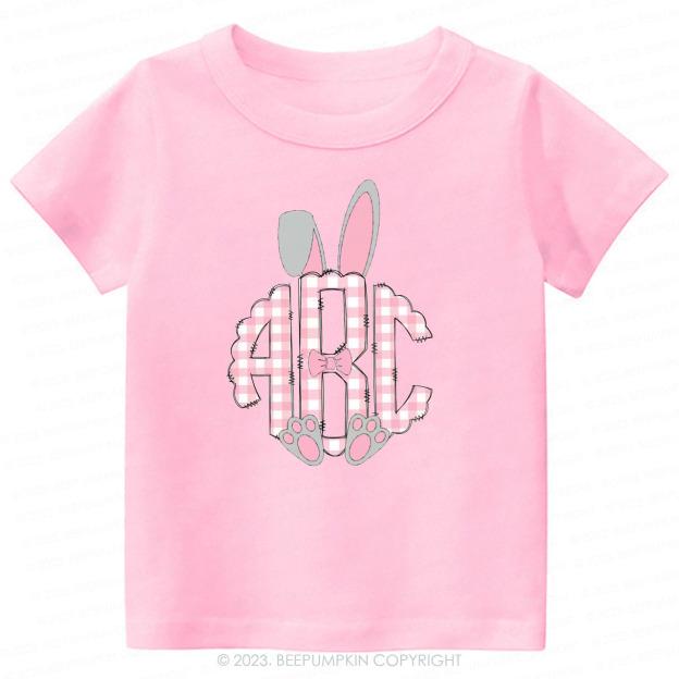 Pink Easter Bunny Ears Monogram Easter Toddler Tees