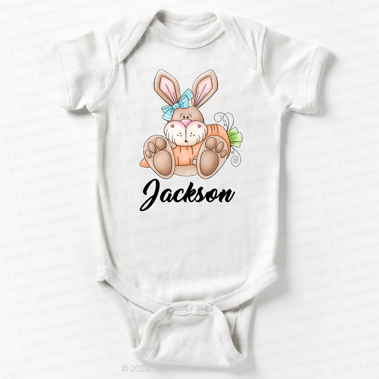 Spring Bunny Rabbit with Carrot Easter Bodysuit For Baby