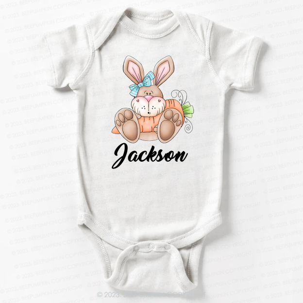 Spring Bunny Rabbit with Carrot Easter Bodysuit For Baby
