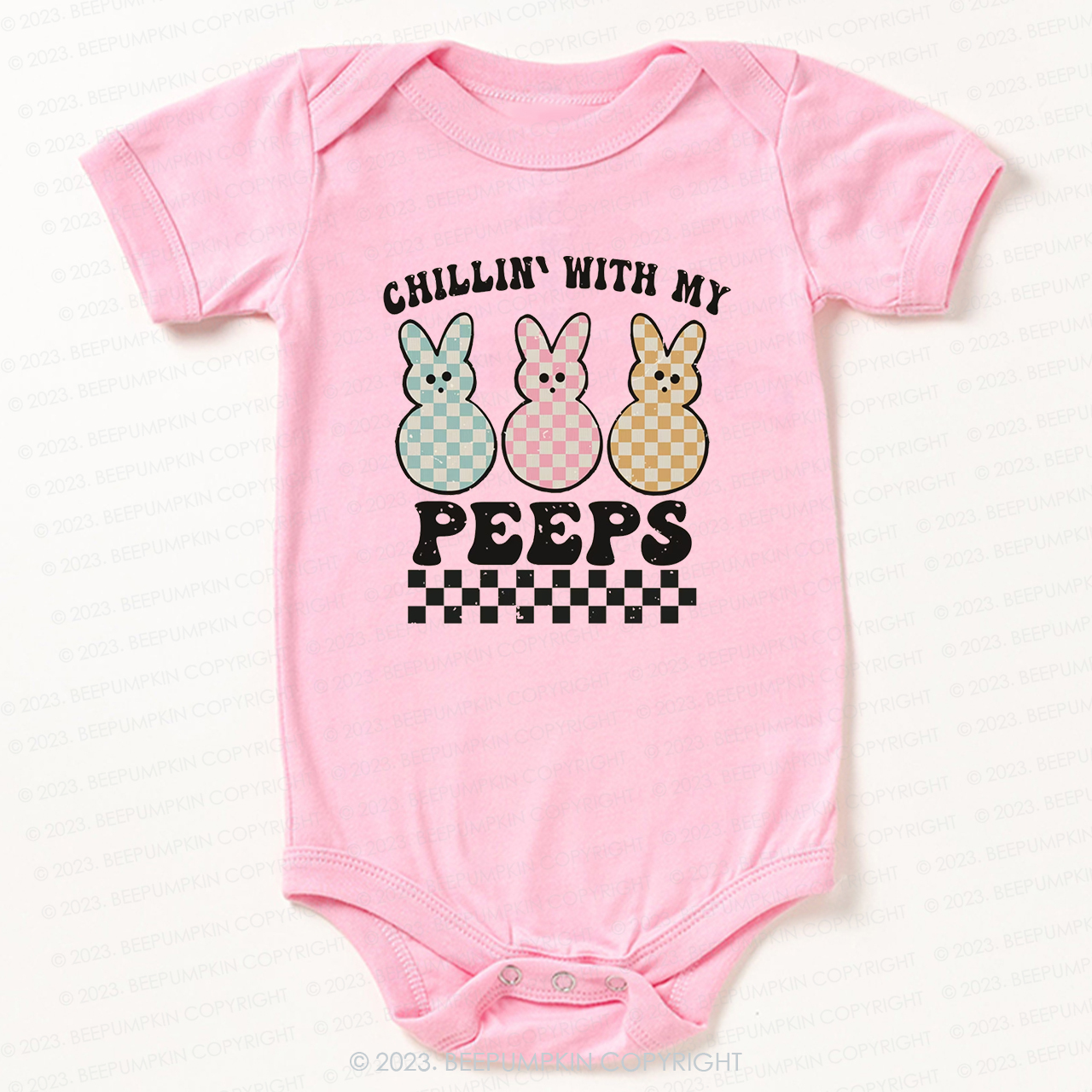 Chillin' With My Peeps Retro Kids Easter Bodysuit For Baby