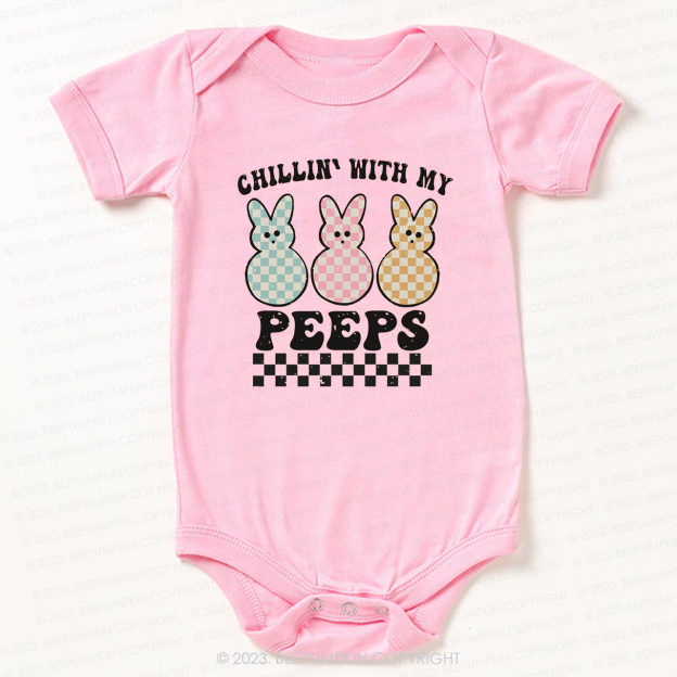 Chillin' With My Peeps Retro Kids Easter Bodysuit For Baby