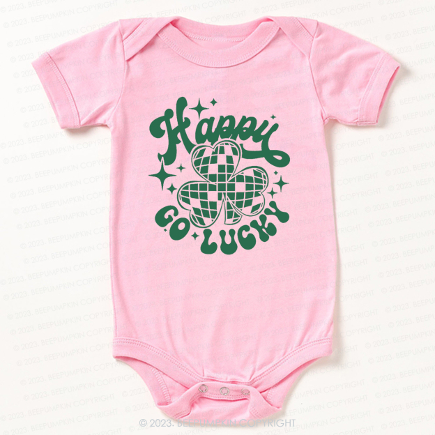 Checkerboard Happy Go Lucky St.Patricks Day Bodysuit For Baby