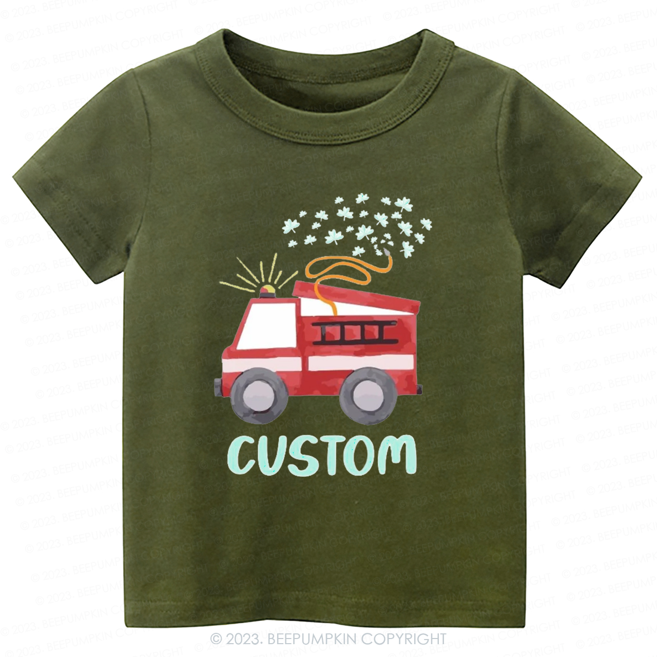 Firetruck Shamrock St.Patricks Day -Toddler Tees