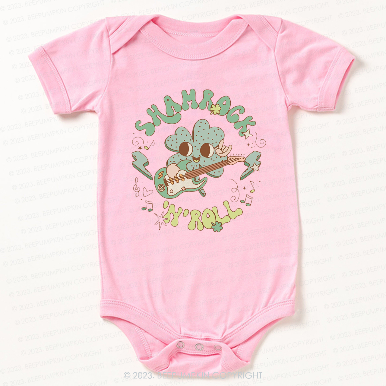 Shamrock N' Roll St.Patricks Day Bodysuit For Baby