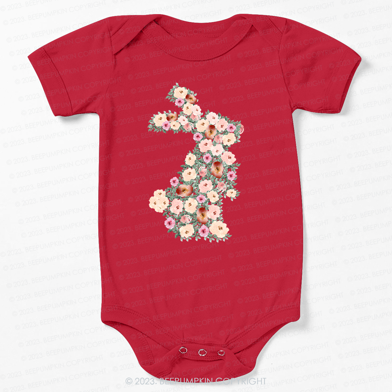 Spring Floral Bunny Easter Bodysuit For Baby