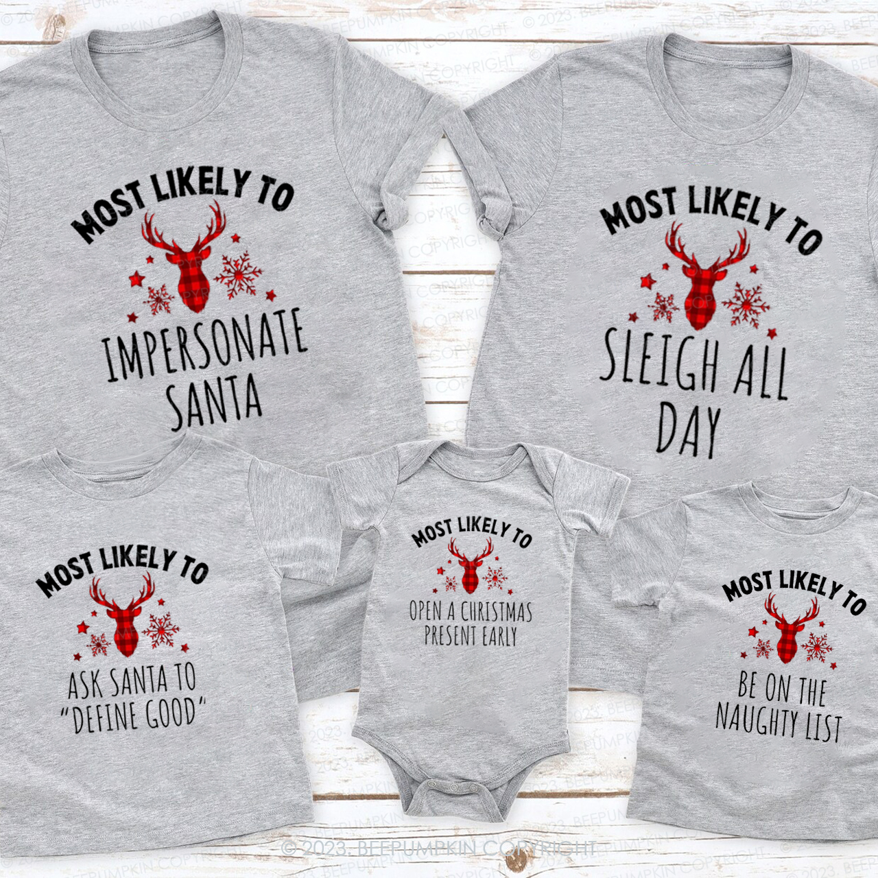 Most Likely To Elk Family Group Christmas Matching Shirts