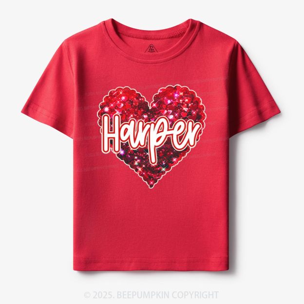 Personalized Sparkling Heart Name Toddler&Kid's Tees Beepumpkin