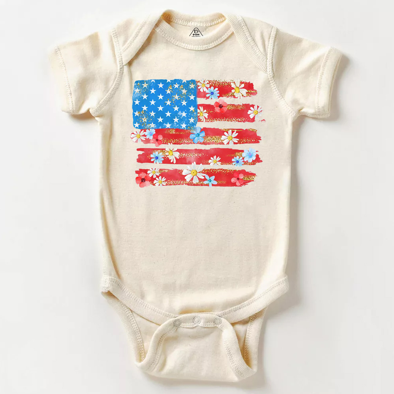 Flower American Flag Bodysuit Beepumpkin