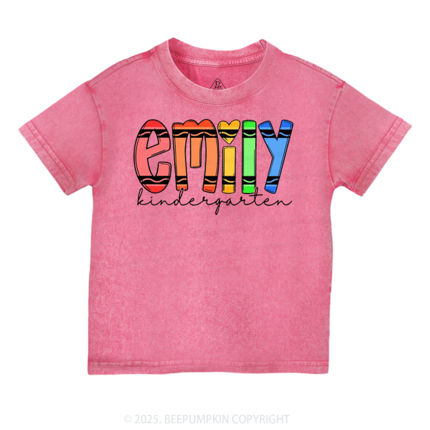 Personalized Colored Crayon Name Toddler&Kids Washed Tees