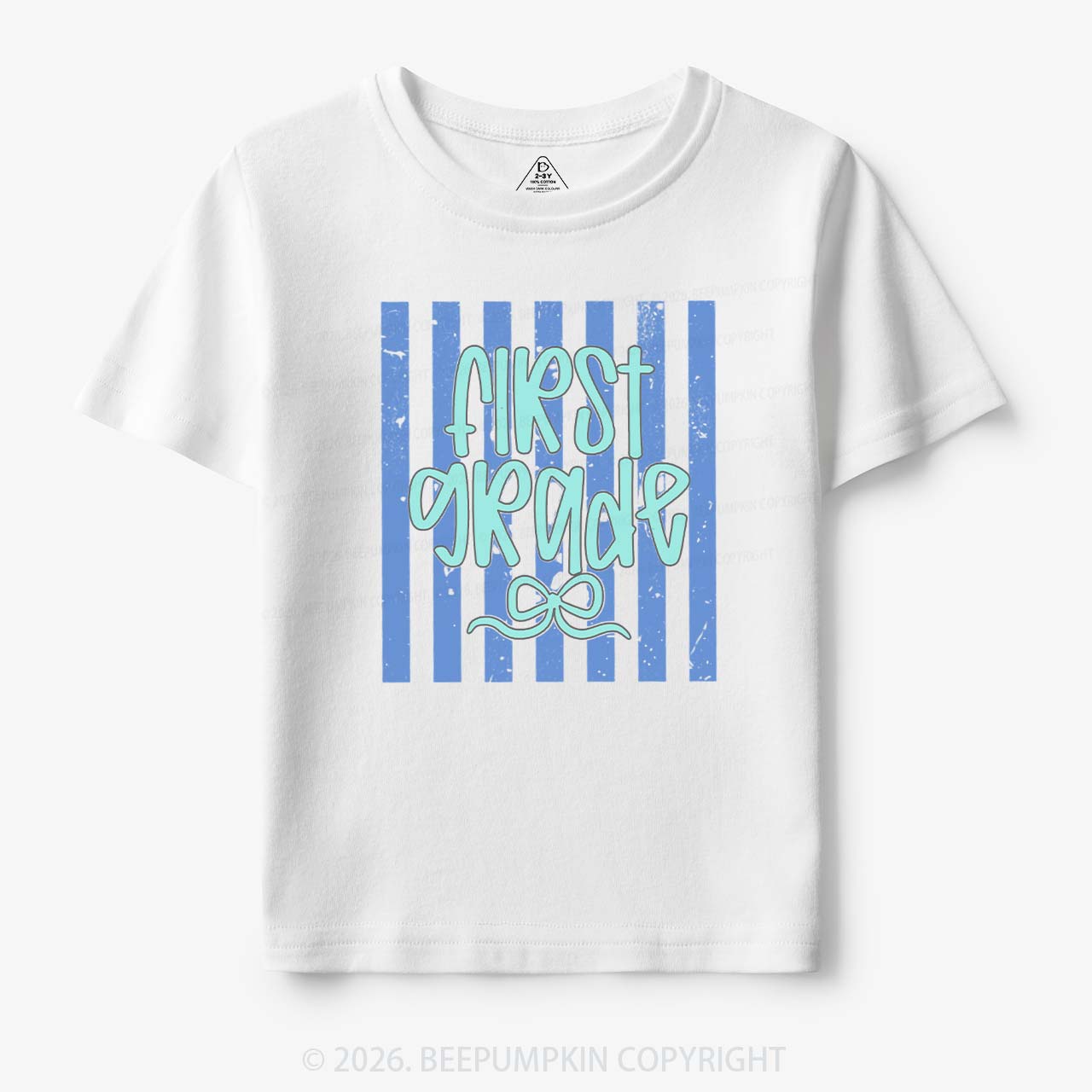 Colorful Stripes First Grade Cutie Bow Toddler&Kid's Tees