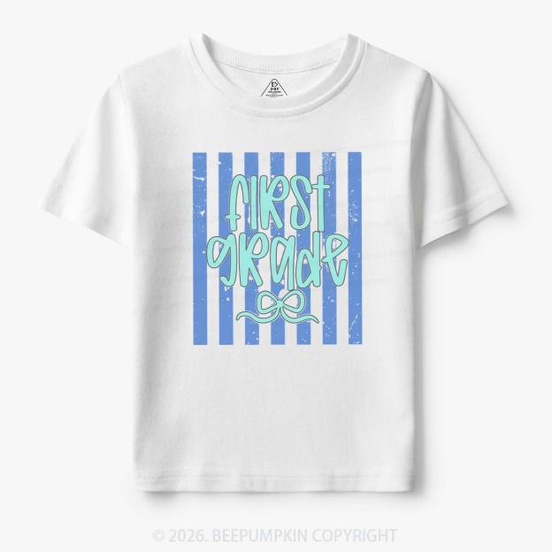Colorful Stripes First Grade Cutie Bow Toddler&Kid's Tees
