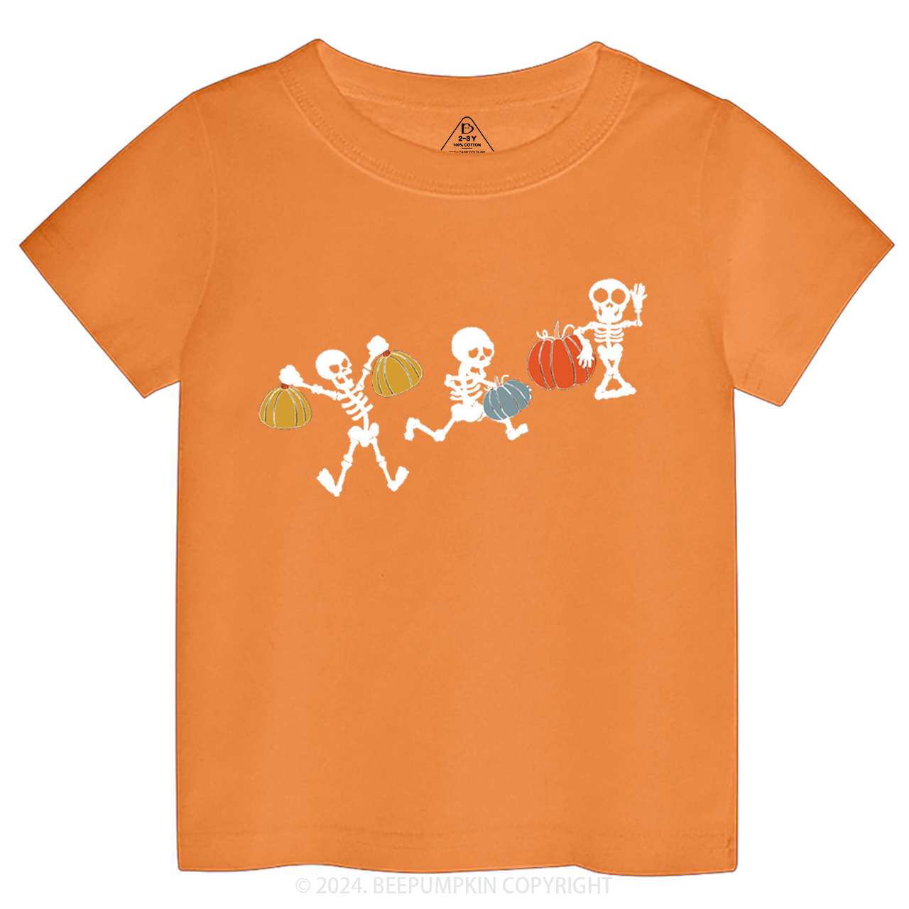 Funny Sportive Skeletons With Pumpkins Toddler&Kids Tees 