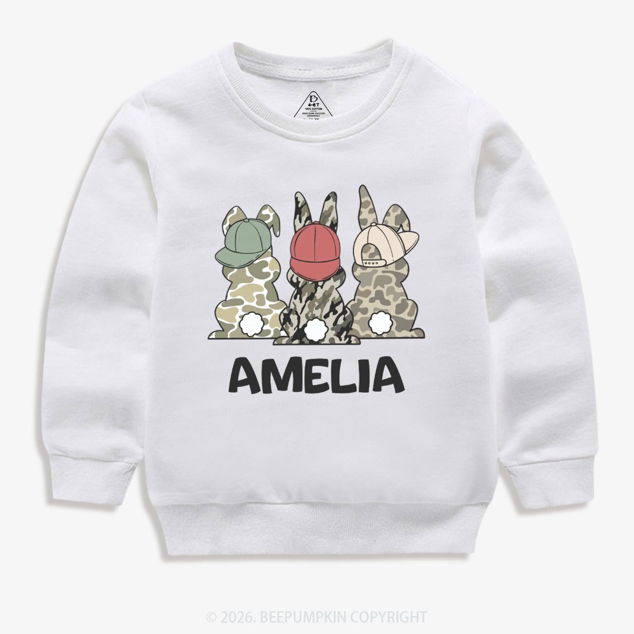 Personalized Camo Easter Bunny Kid's Sweatshirt