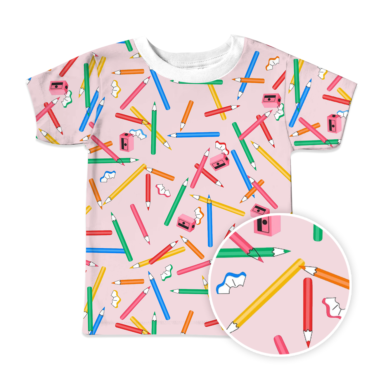 Colored Pencils All Over Print Kids Tees
