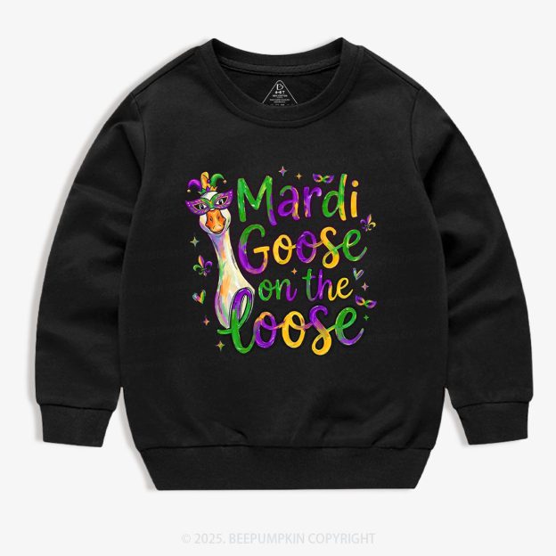 Mardi Gras Goose Kid's Sweatshirt