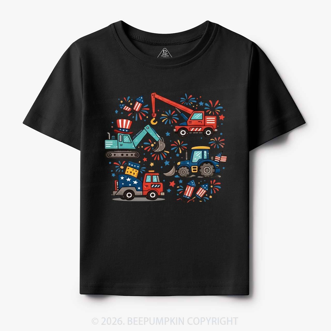 4th of July Construction Patriotic Truck Toddler&Kid's Tees