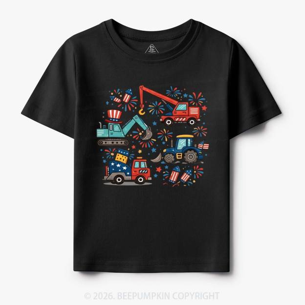 4th of July Construction Patriotic Truck Toddler&Kid's Tees