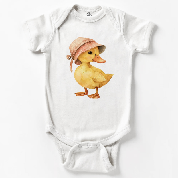 Baby Duck Pink Hat Bodysuit Beepumpkin