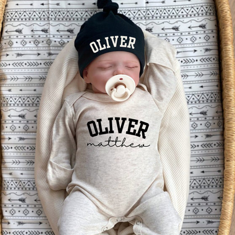Personalized Oatmeal Vintage Romper&Ha