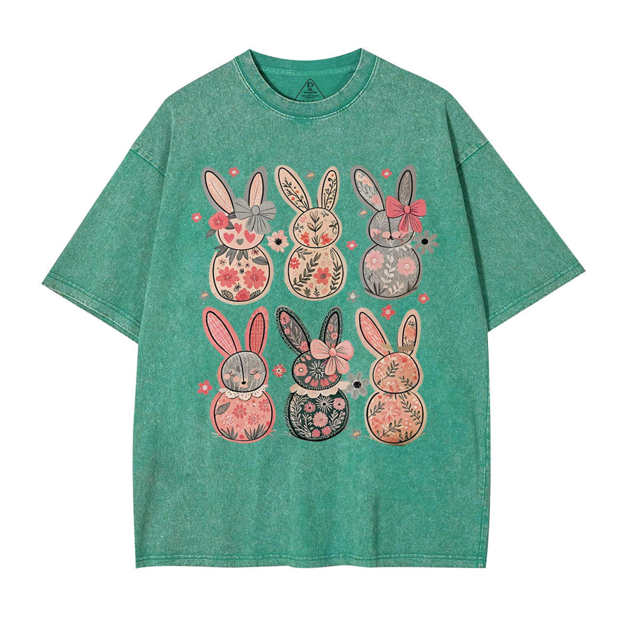 Coquette Easter Bunny Floral Mama Washed T-Shirts