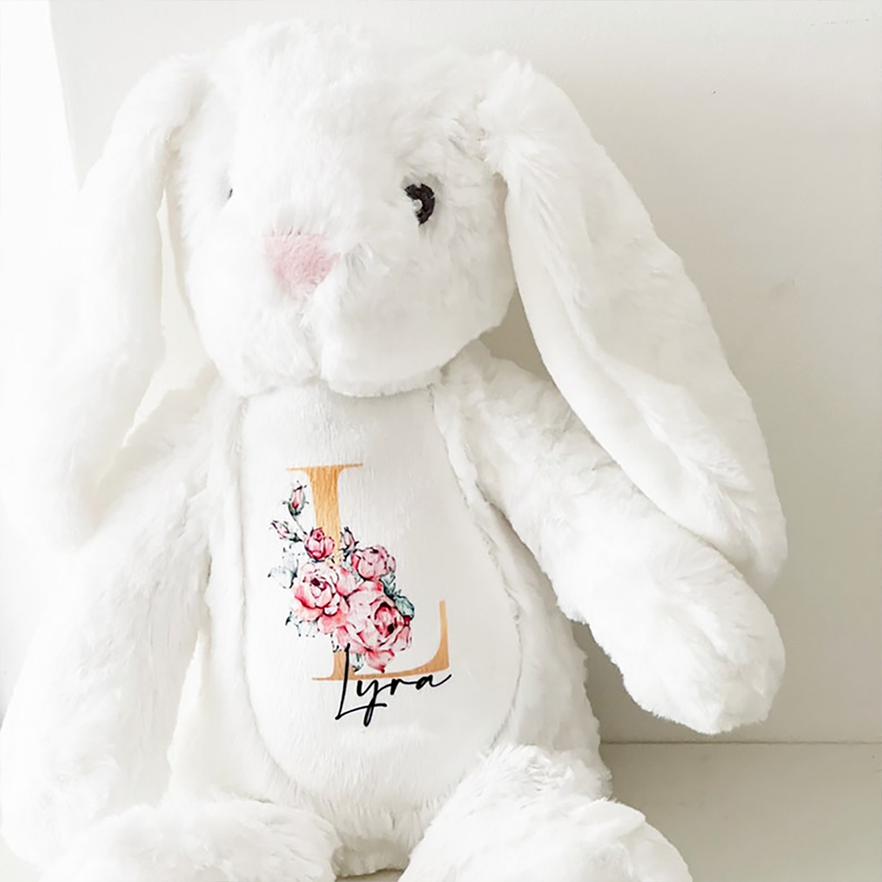 Personalized Flower Plush Soft Easter Bunny