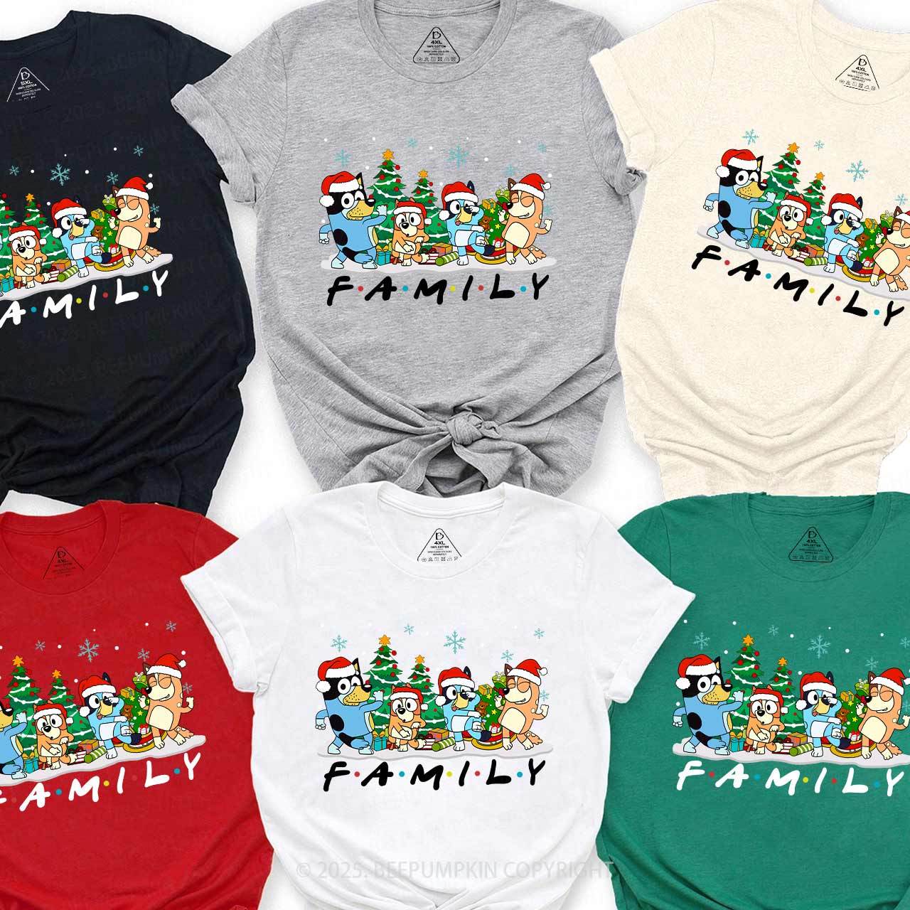 Snowflake Cartoon Dog Christmas Party Family Matching T-Shirts Beepumpkin