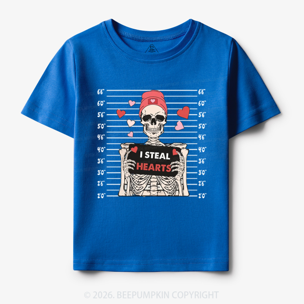 I Steal Hearts Skeleton Valentine's Day Toddler&Kid's Tees Beepumpkin
