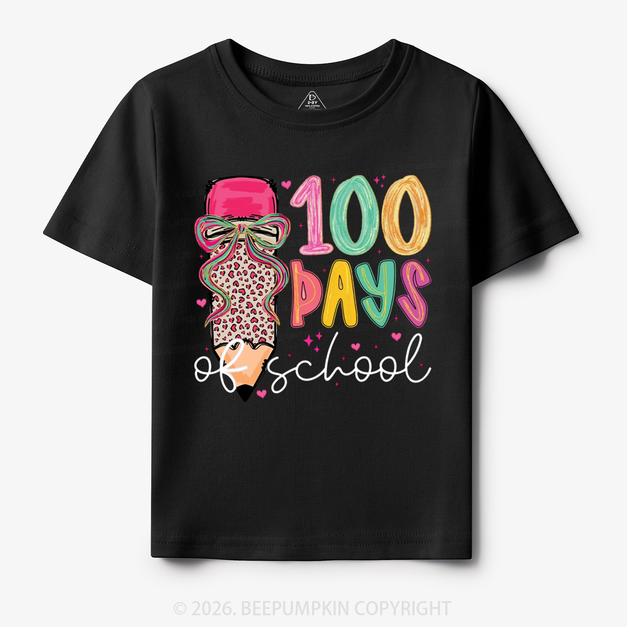 Bow Pencil 100 Days Of  School  Edition Toddler&Kid's Tees