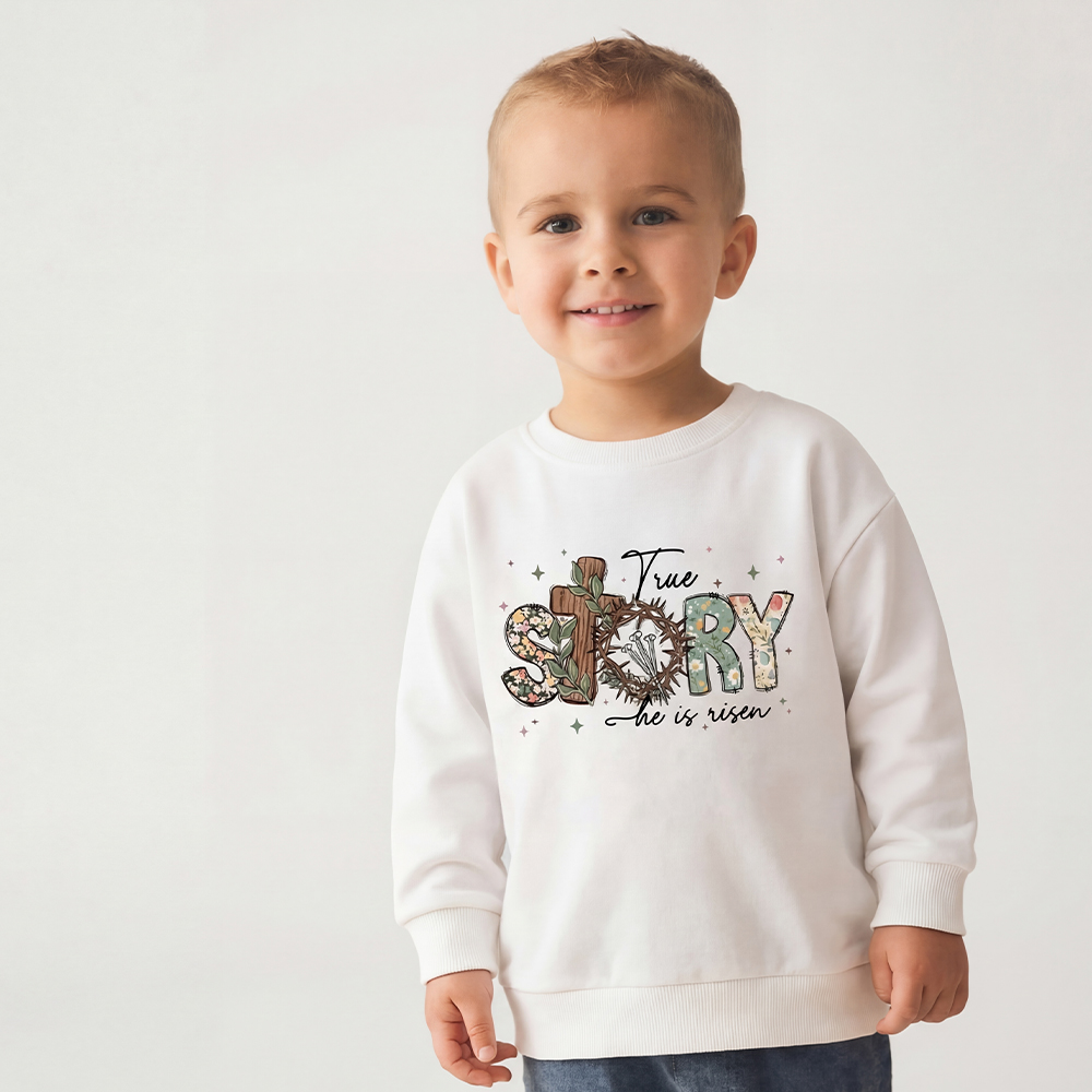True Story He Is Risen Retro Easter Kid's Sweatshirt