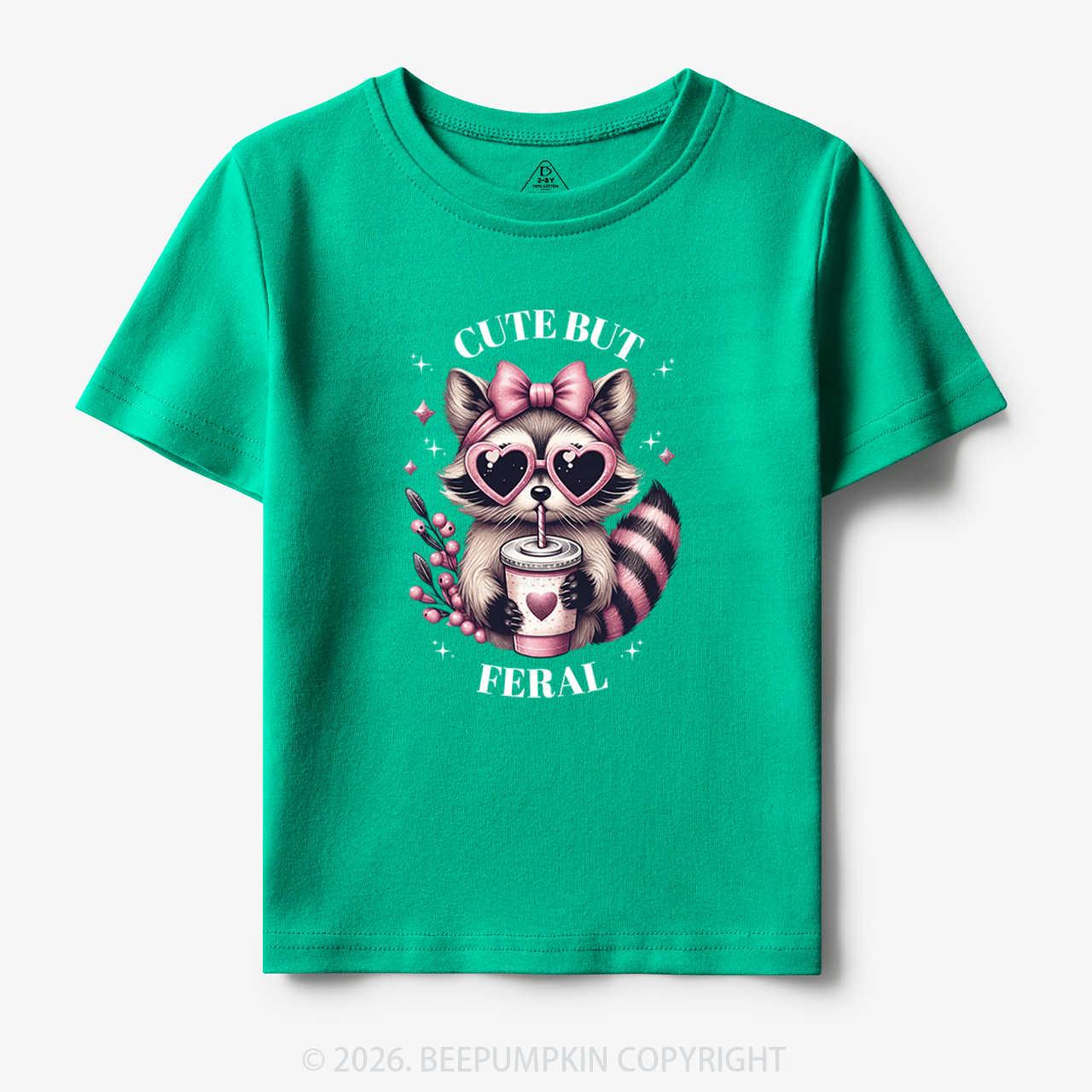 Cute But Feral Funny Raccoon Toddler&Kid's Tees