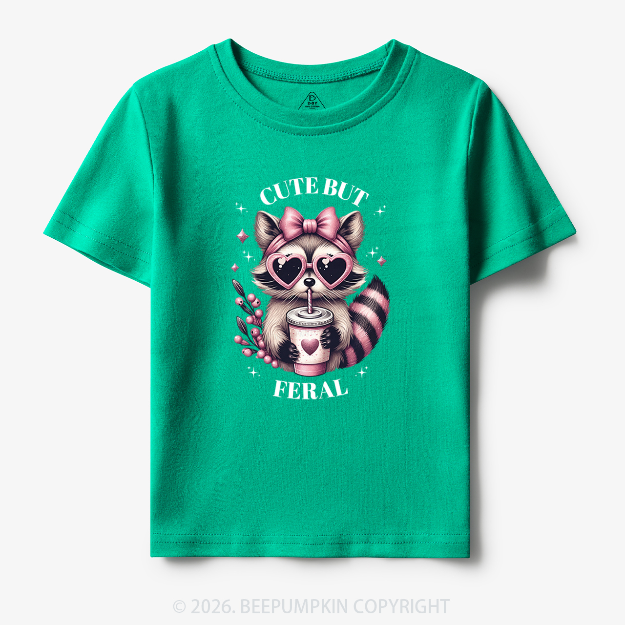 Cute But Feral Funny Raccoon Toddler&Kid's Tees