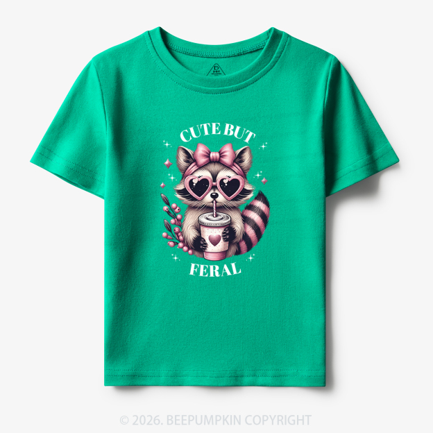 Cute But Feral Funny Raccoon Toddler&Kid's Tees