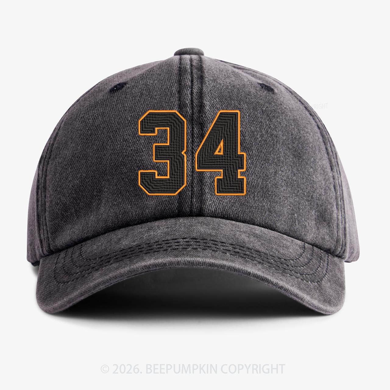 Personalized Number Embroidered Washed Baseball Cap For Kids