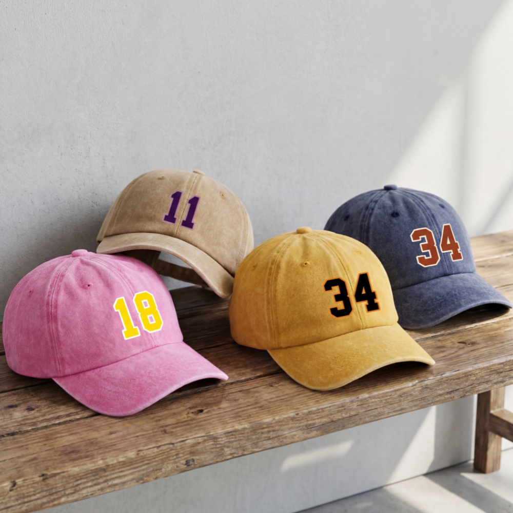Personalized Number Washed Baseball Cap For Kids