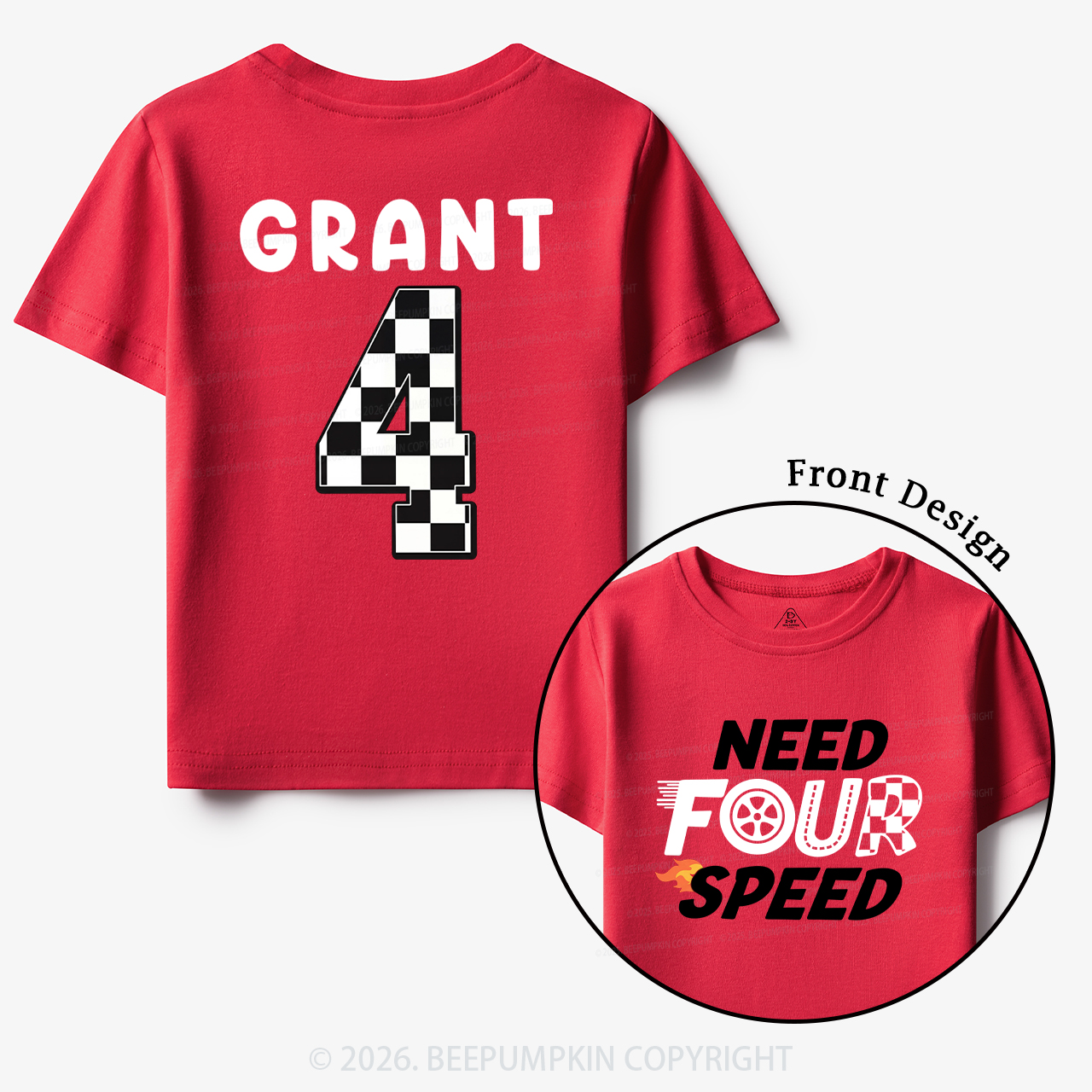 Personalized Racecar Birthday Toddler&Kid's Tees