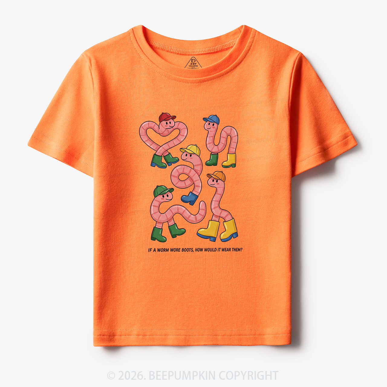 Funny Retro Worm Boots Toddler&Kid's Tees