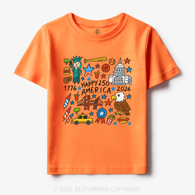 Happy 250 America 1776-2026 Toddler&Kid's Tees