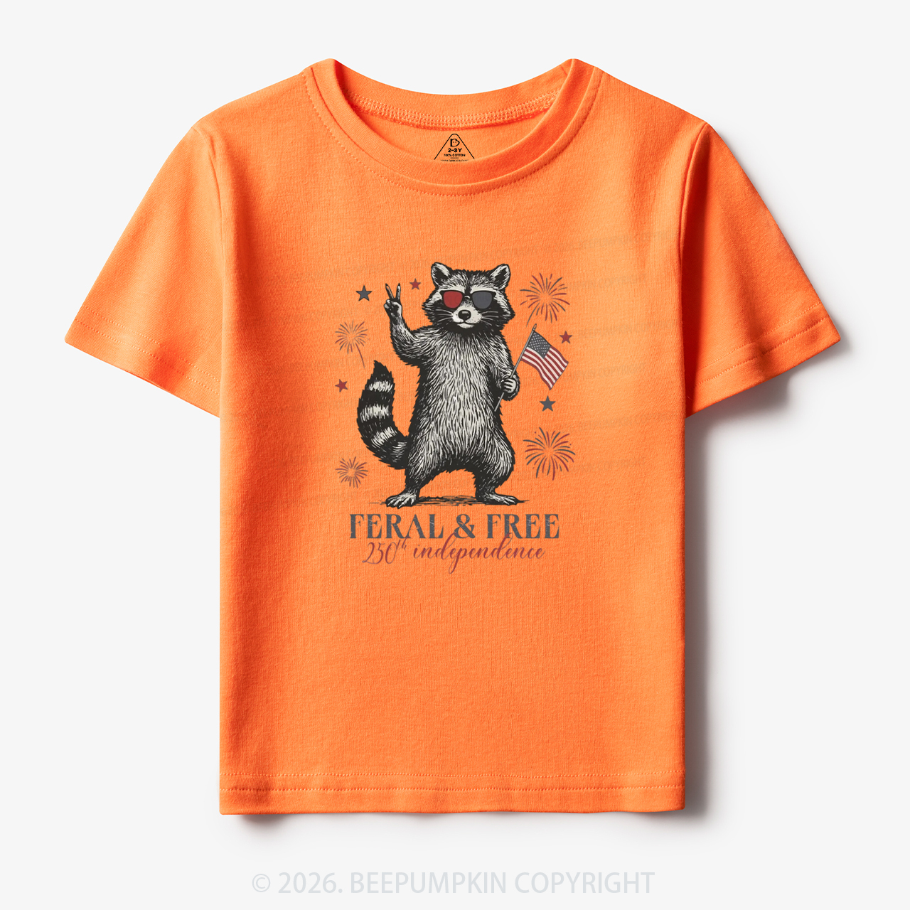 Feral but Free Patriotic Raccoon America 250th Toddler&Kid's Tees