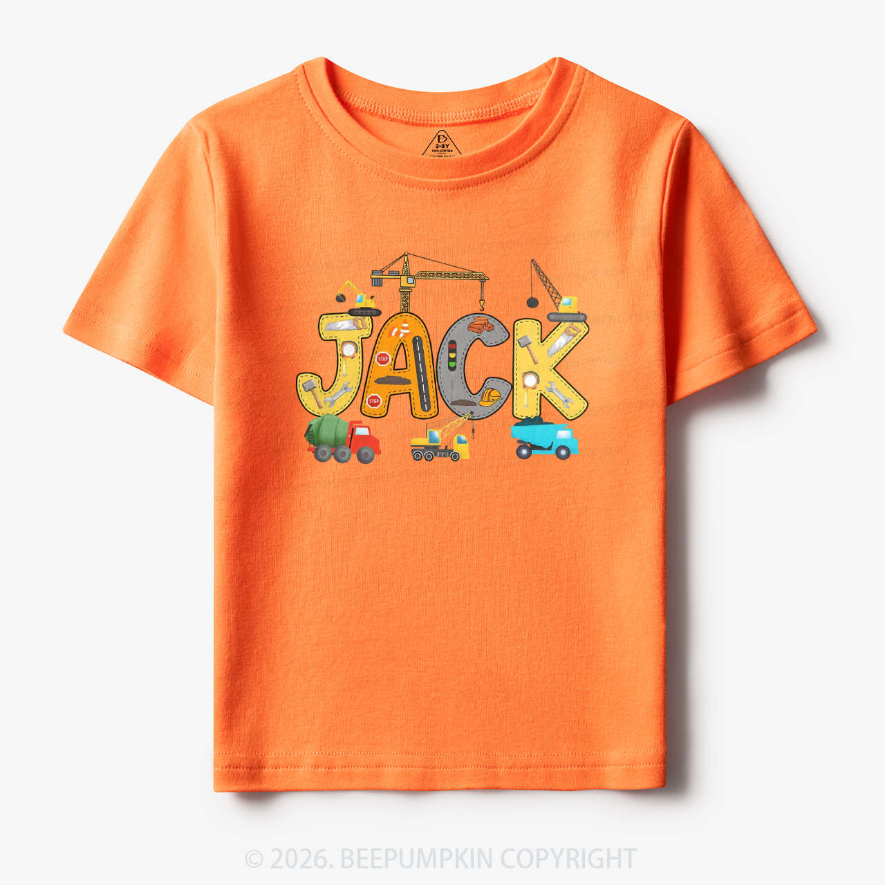 Personalized Name Construction Trucks Toddler&Kid's Tees