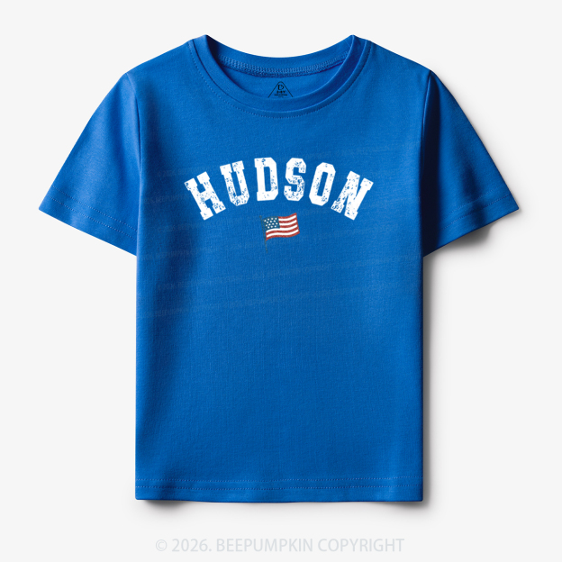 Personalized USA Flag with Name Toddler&Kid's Tees