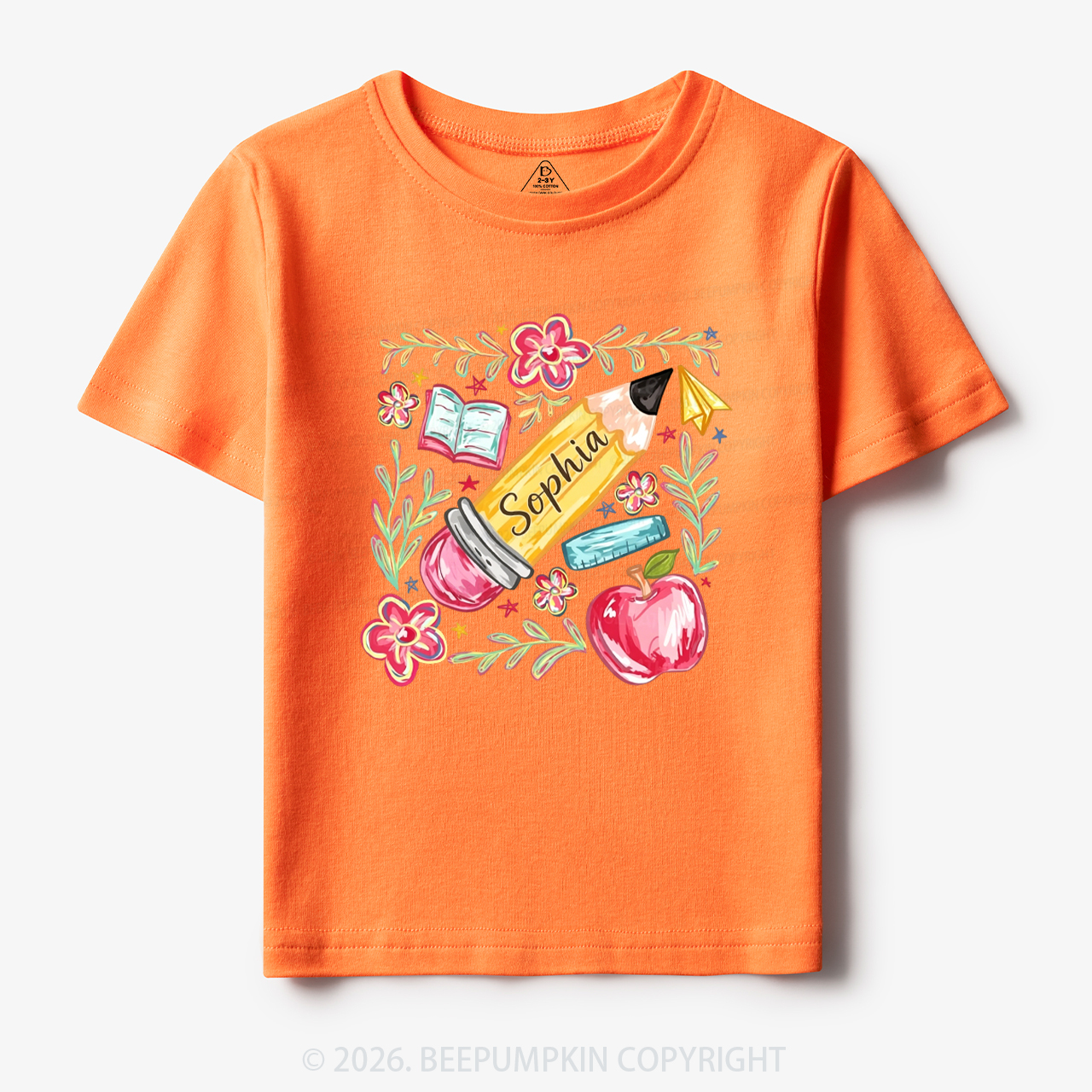 Personalized Name Floral Pencil Toddler&Kid's Tees