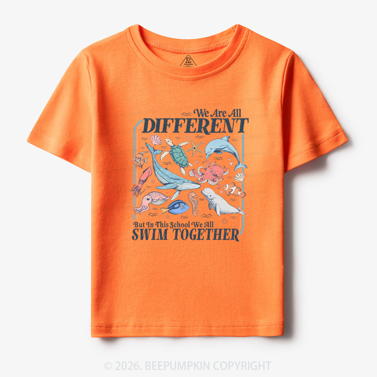 Ocean Animals We Are All Different Swim Together Toddler&Kid's Tees
